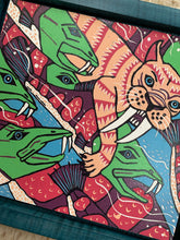 Load image into Gallery viewer, Sabretooh Cat Woodcut Framed
