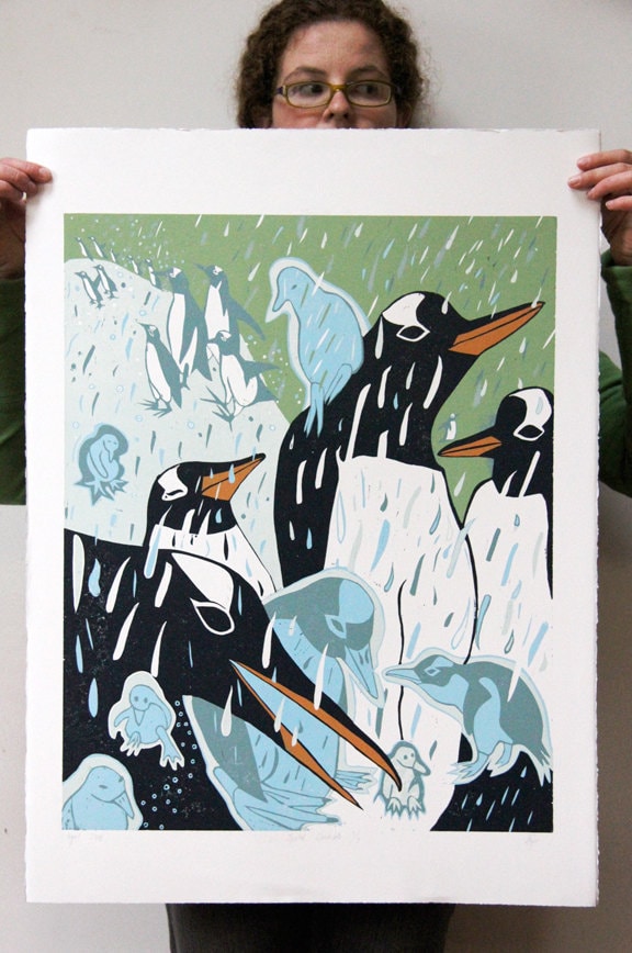 Penguin Woodcut