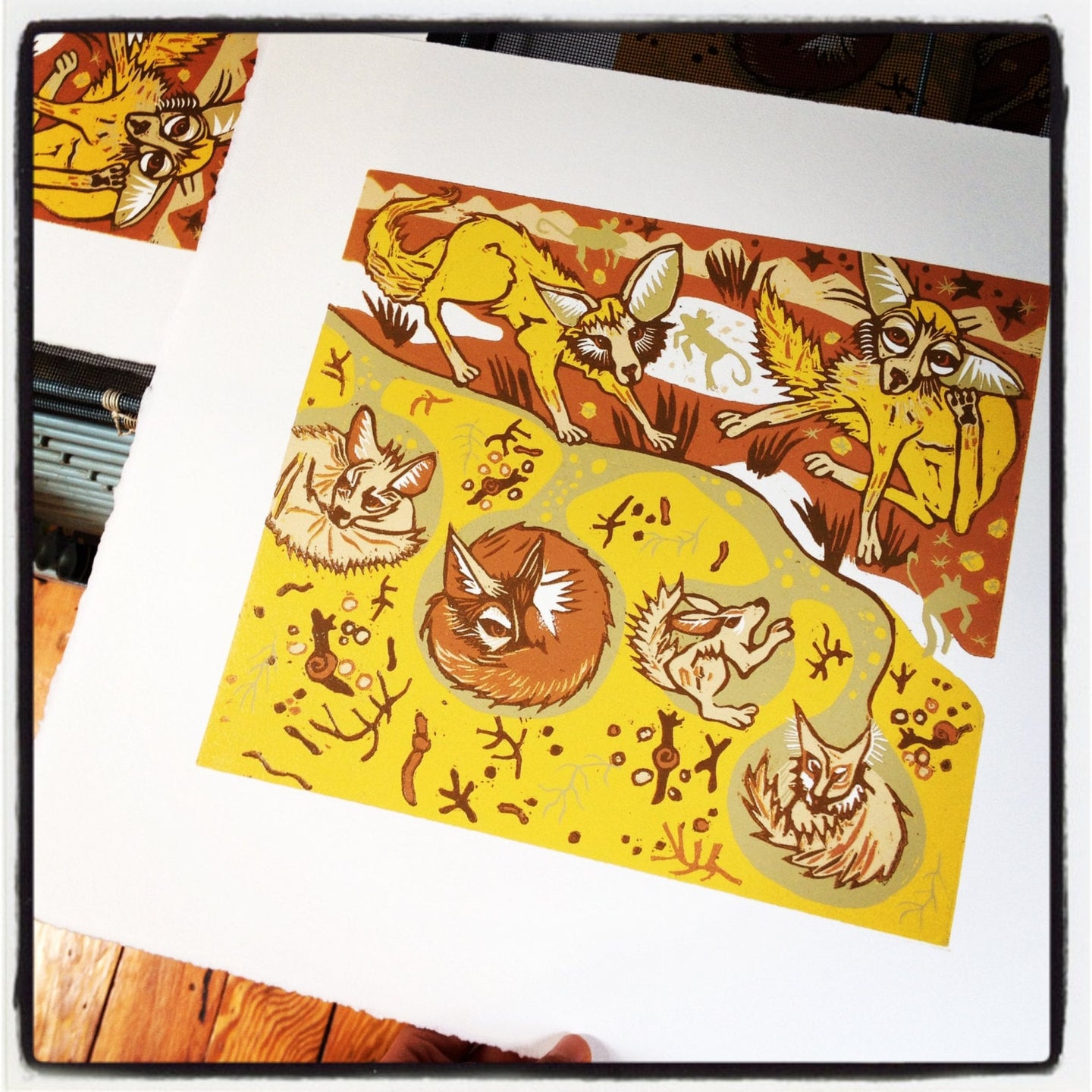 Fennec Fox Woodcut
