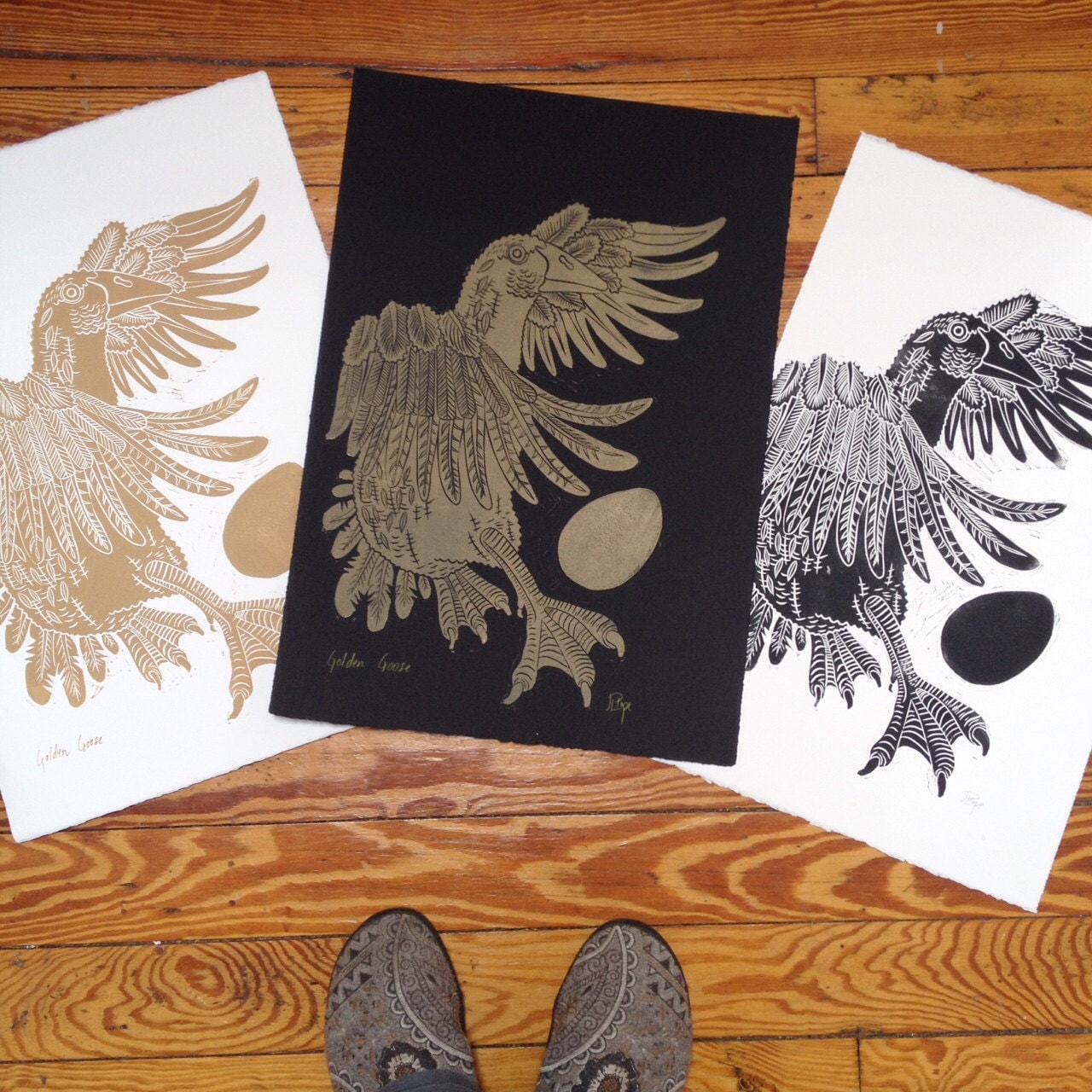 Golden Goose Woodcut