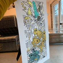 Load image into Gallery viewer, Hand painted Dart frog woodcut
