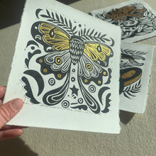 Load image into Gallery viewer, Moth linocut
