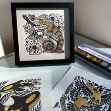 Load image into Gallery viewer, Moth linocut
