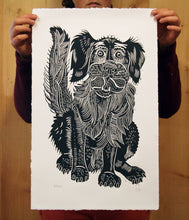 Load image into Gallery viewer, Black retriever woodcut
