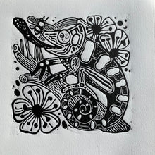 Load image into Gallery viewer, Chameleon linocut
