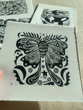 Load image into Gallery viewer, Moth linocut
