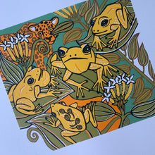 Load image into Gallery viewer, Phyllobates terribilis dart frog woodcut
