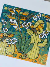 Load image into Gallery viewer, Cactus bat woodcut
