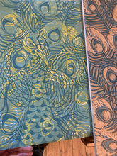 Load image into Gallery viewer, Peacock all over woodcut C
