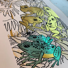 Load image into Gallery viewer, Hand painted Dart frog woodcut
