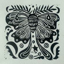 Load image into Gallery viewer, Moth linocut

