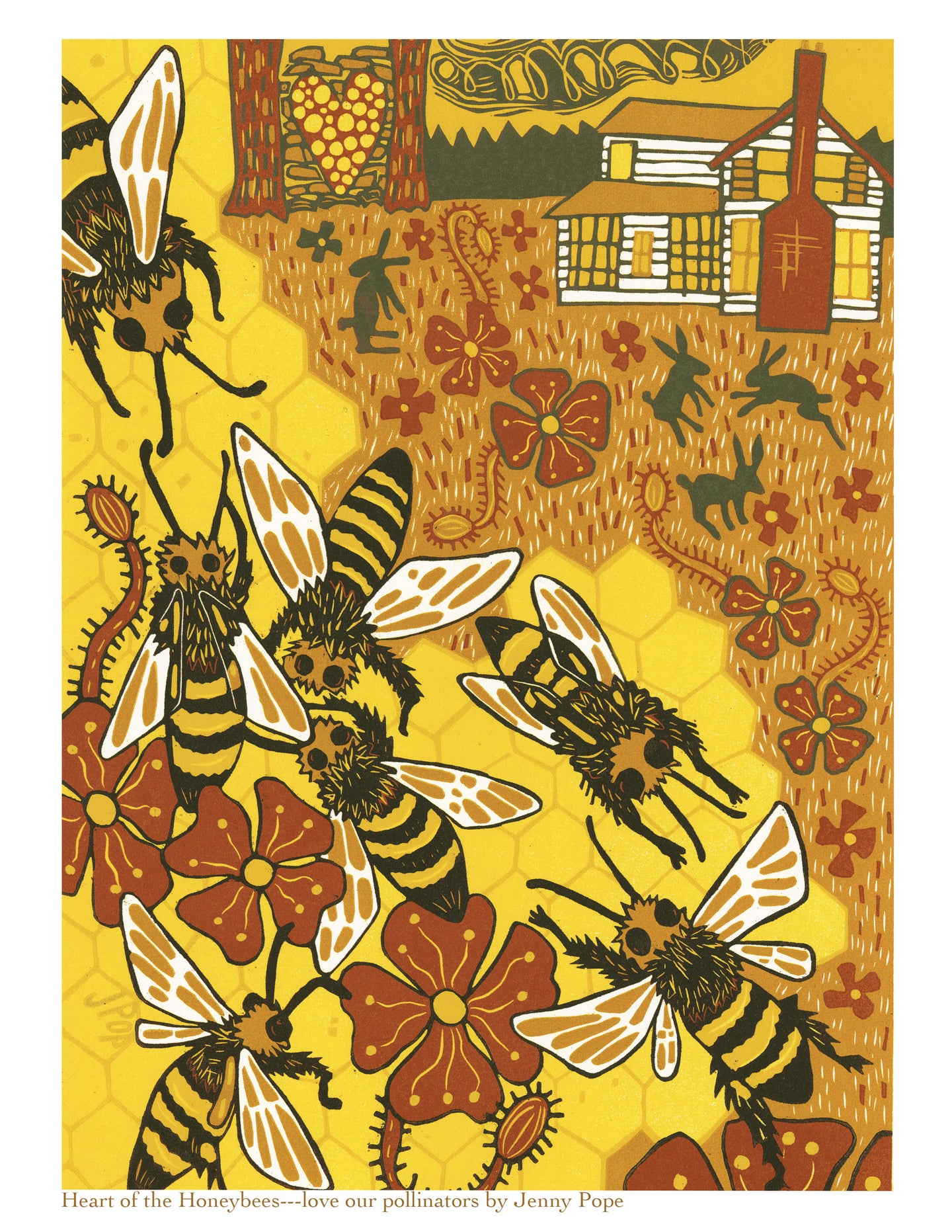 8.5x11” reproduction of Heart of the Honeybees